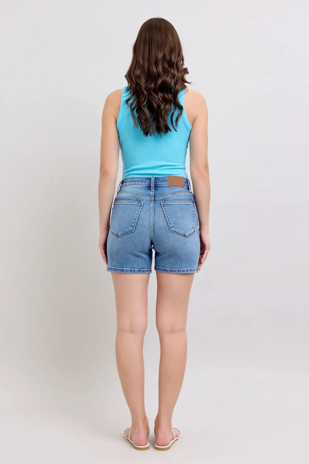 Judy Blue Full Size 2 Button Denim Shorts with Pockets Plus Size - PBNJ FASHIONS
