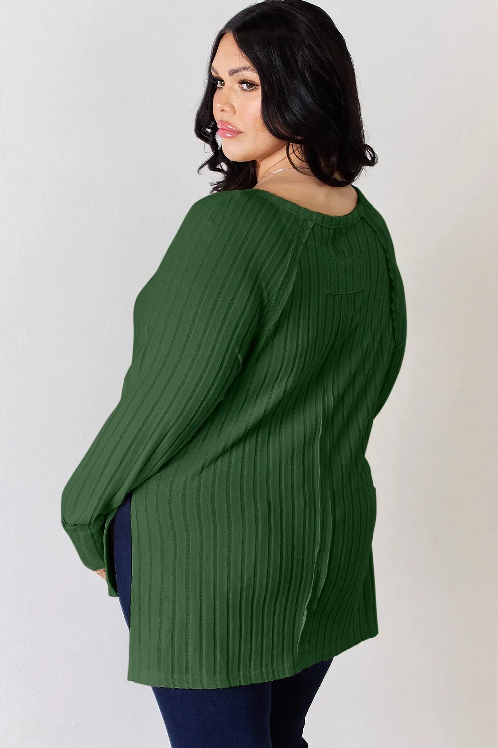 Basic Bae Full Size Ribbed Round Neck Slit T-Shirt - PBNJ FASHIONS