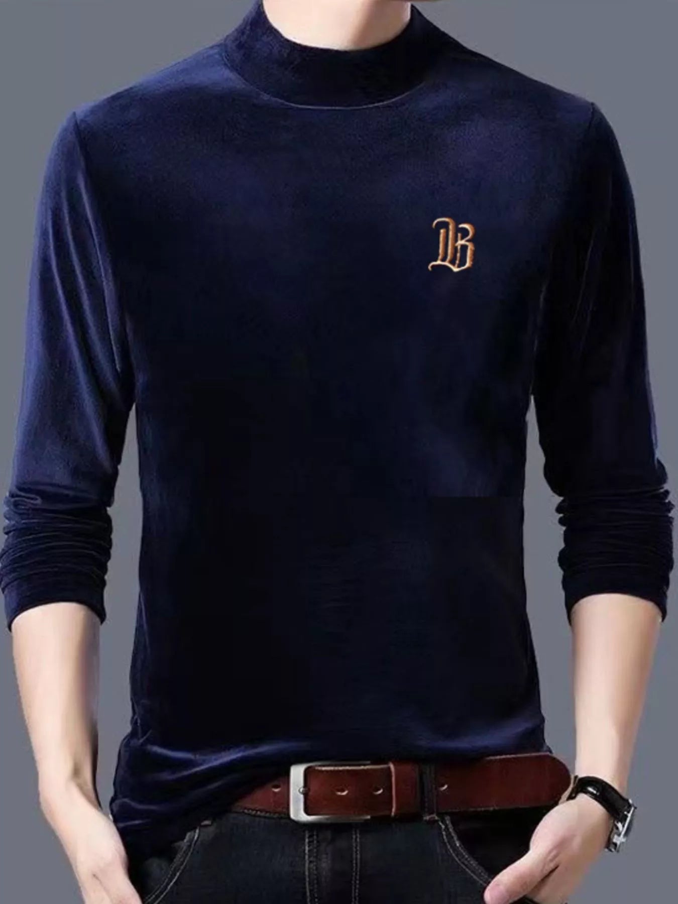 Men's Plus Size Mock Neck Long Sleeve Top - PBNJ FASHIONS