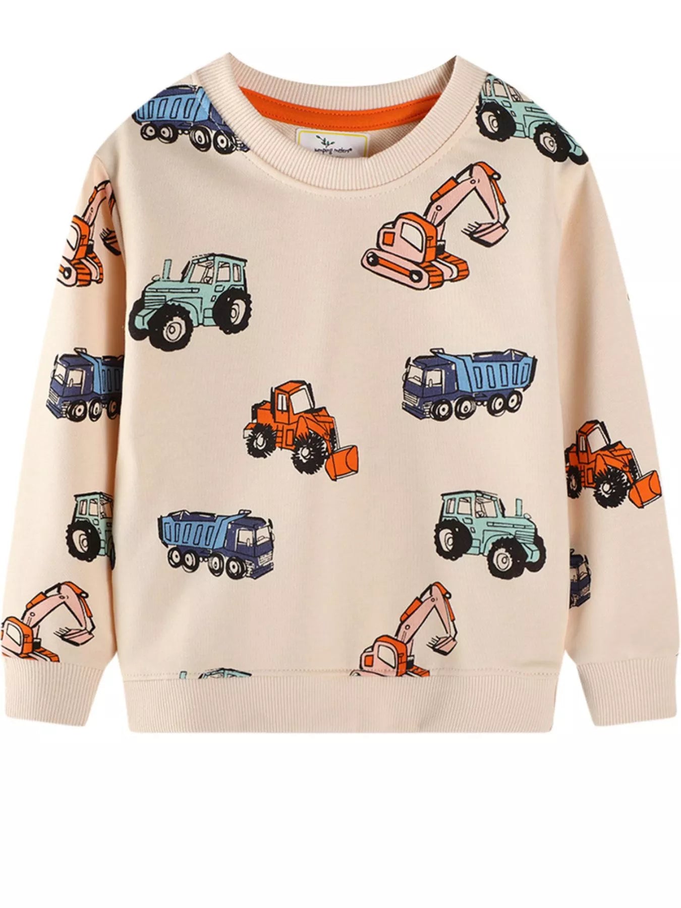 Children's Cartoon Vehicle Print Crew Neck Sweatshirt - PBNJ FASHIONS