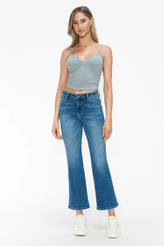 bytos Full Size Cat's Whiskers Mid Rise Ankle Jeans - PBNJ FASHIONS