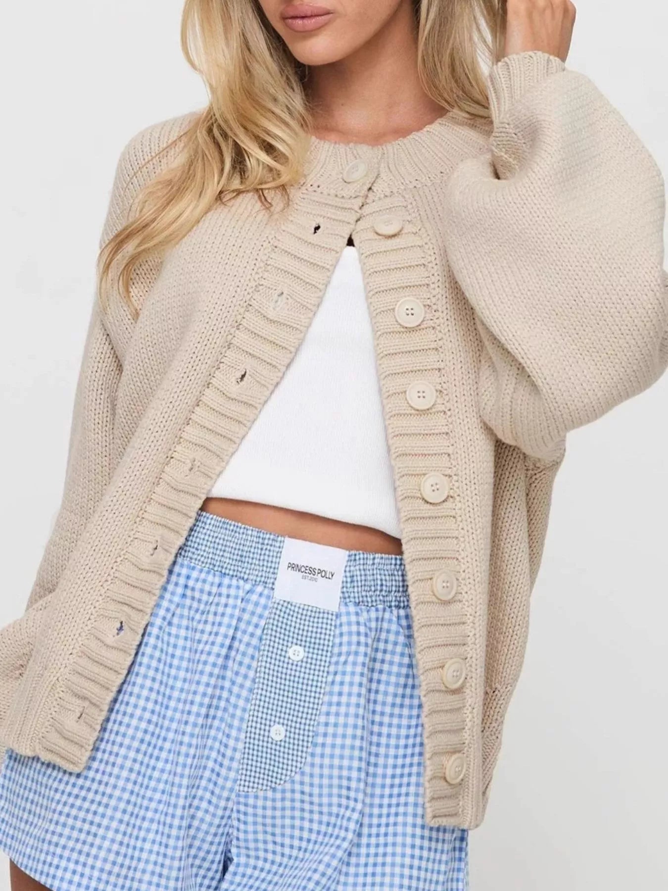 Full Size Button - Down Knit Cardigan Plus Size - PBNJ FASHIONS