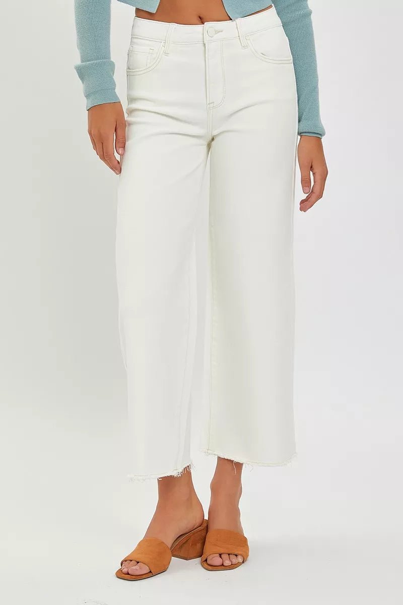 RISEN Tummy Control High Rise Crop Wide Jeans - PBNJ FASHIONS