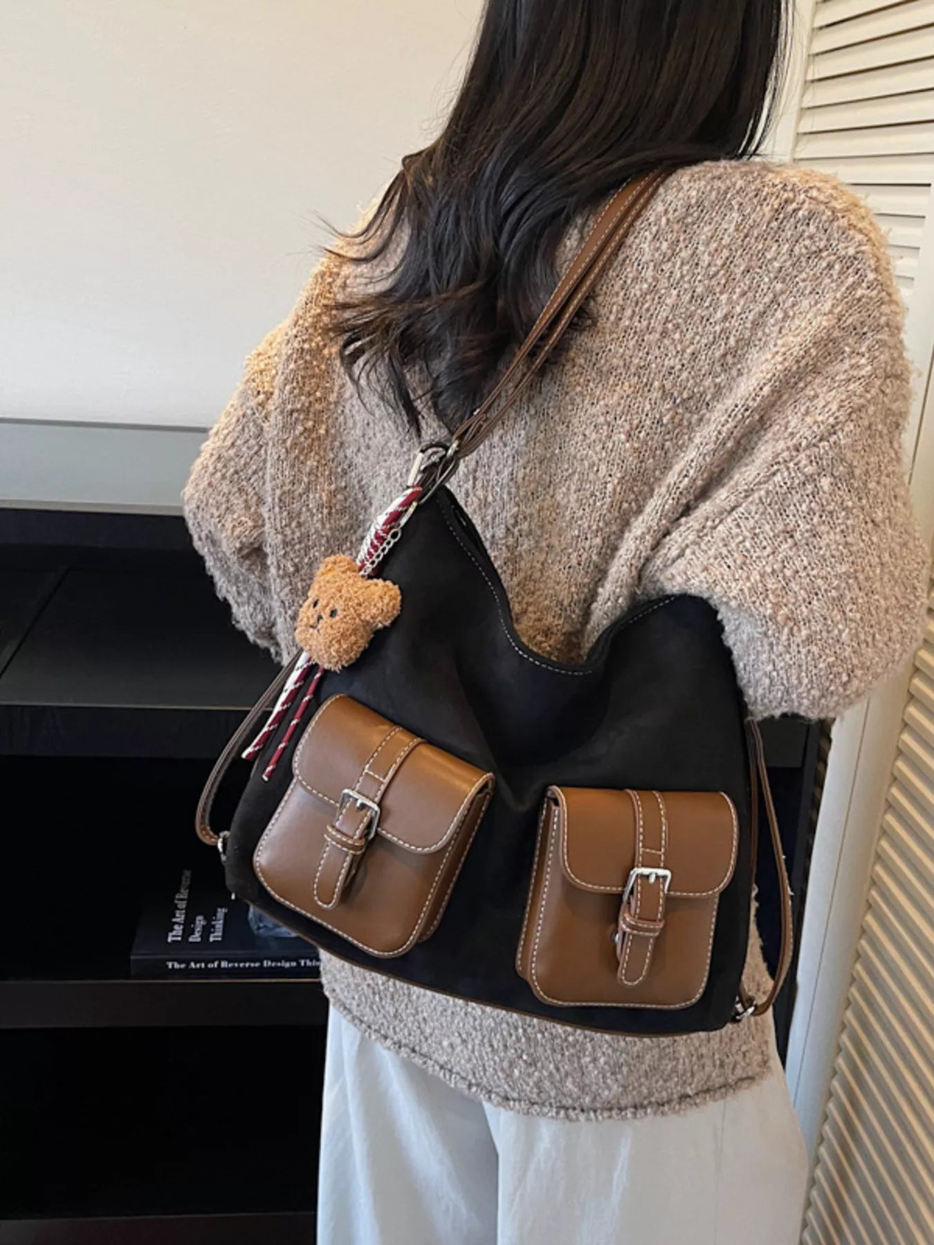 Buckle Pocket Shoulder Handbag - PBNJ FASHIONS