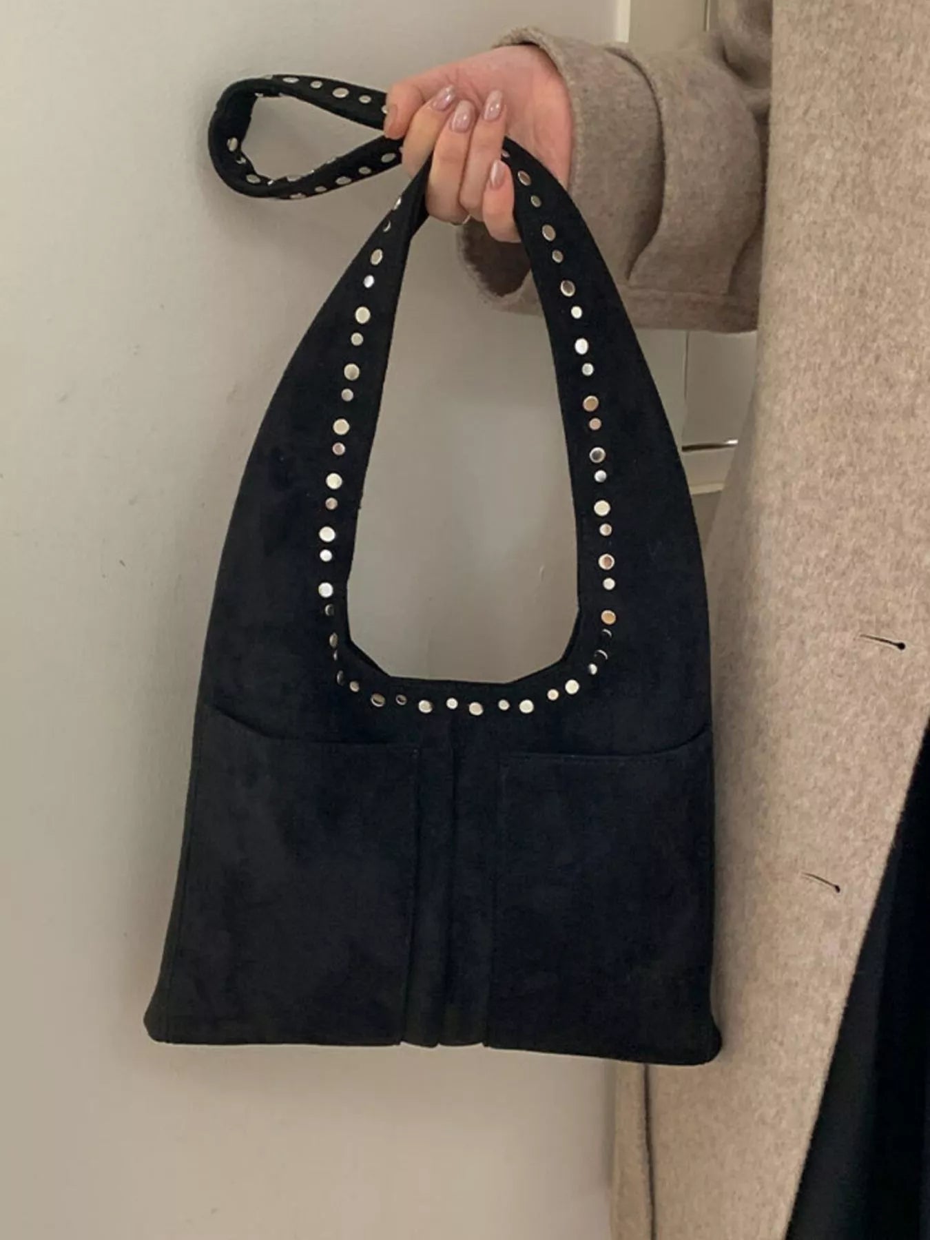 Studded Suede Shoulder Bag - PBNJ FASHIONS