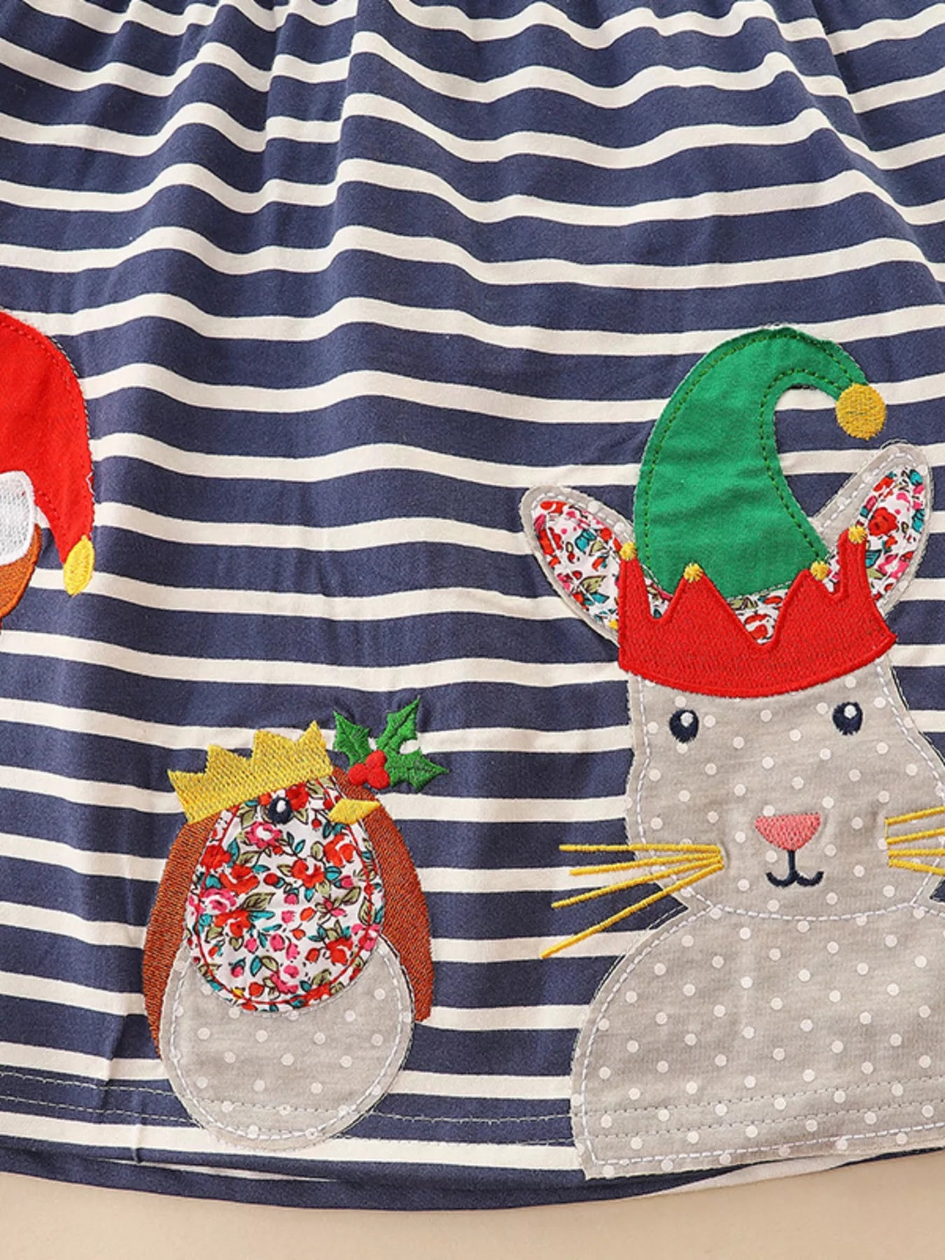 Children's Animal Applique Striped Dress - PBNJ FASHIONS
