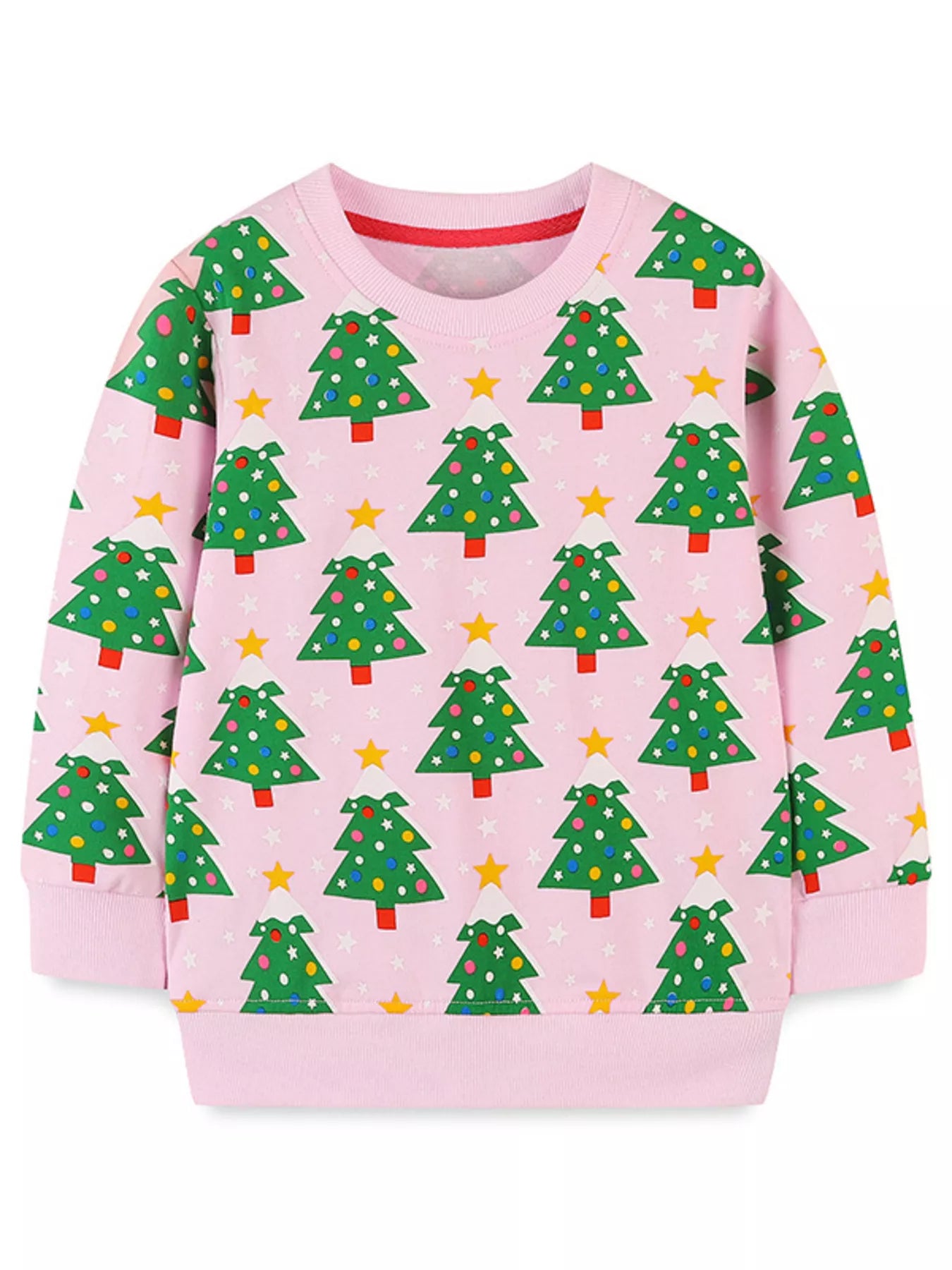Children's Christmas Tree Print Crewneck Sweatshirt - PBNJ FASHIONS