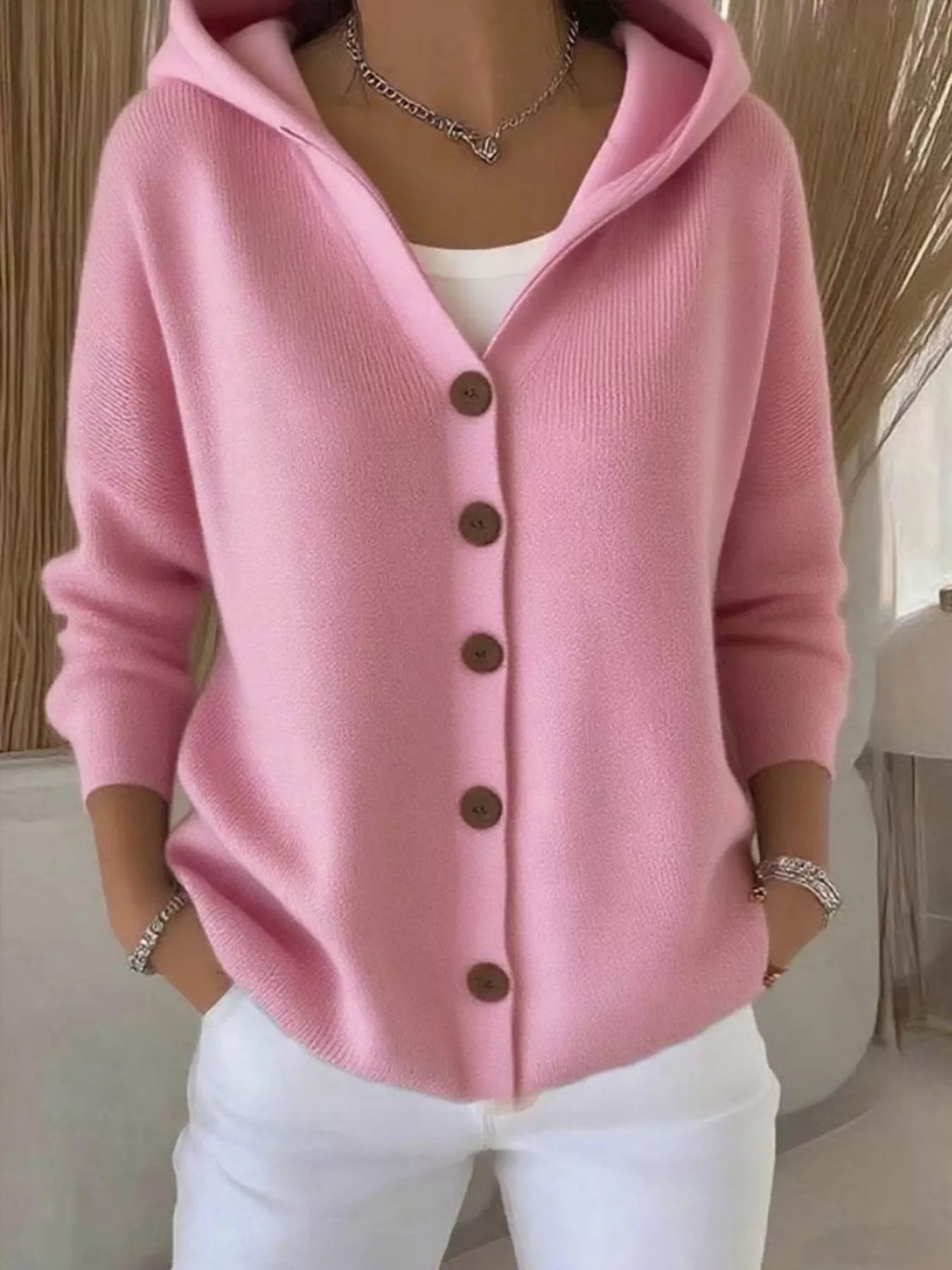 Full Size Hooded Button - Down Knit Cardigan Plus Size - PBNJ FASHIONS
