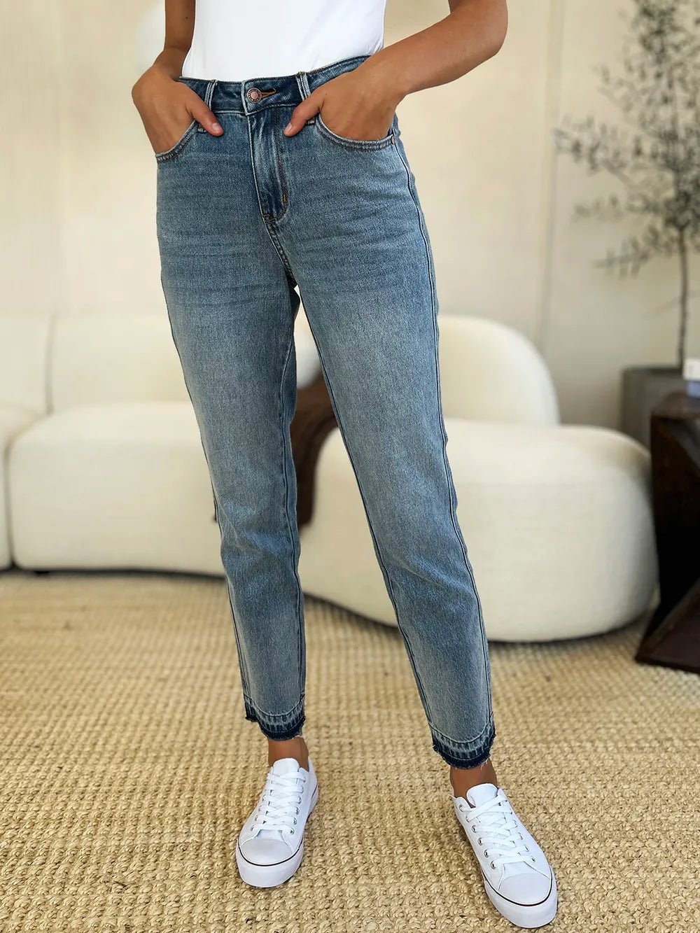 Judy Blue Full Size Mid Rise Rigid Magic Release Hem Jeans - PBNJ FASHIONS