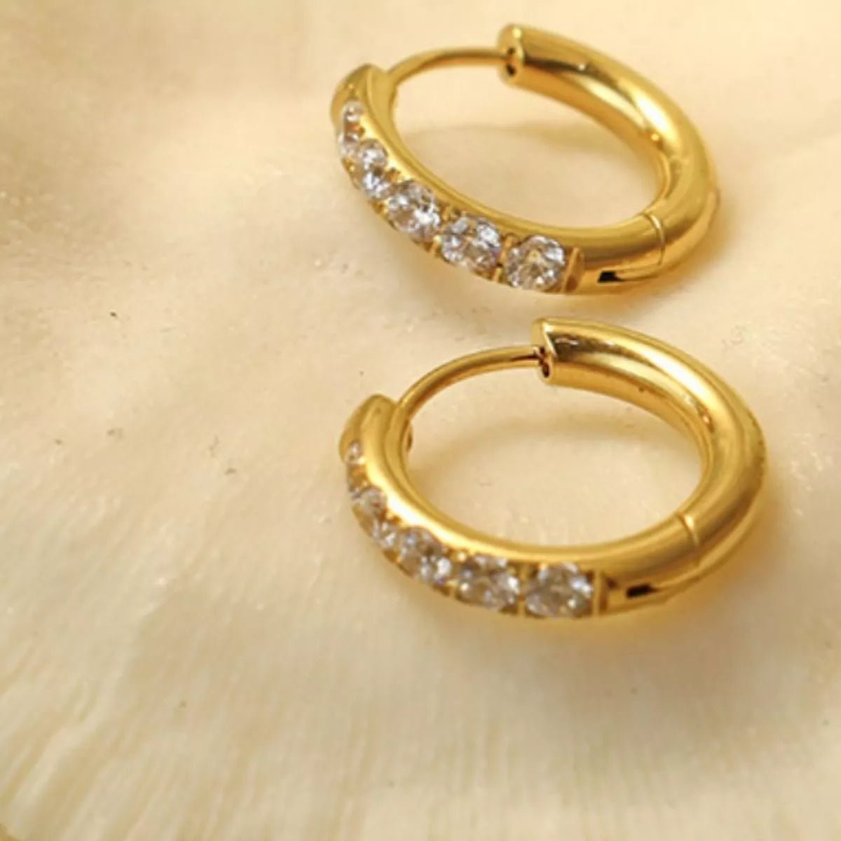 18K Gold - Plated Zircon Hoop Earrings - PBNJ FASHIONS