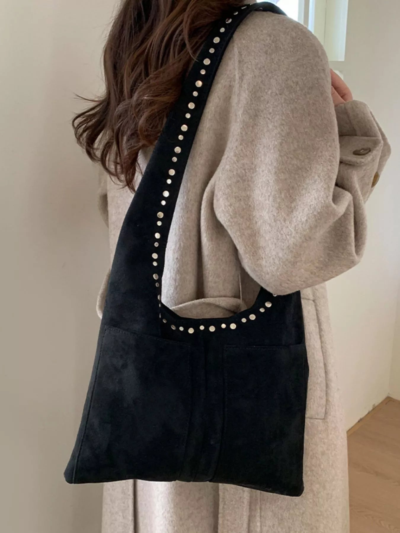 Studded Suede Shoulder Bag - PBNJ FASHIONS