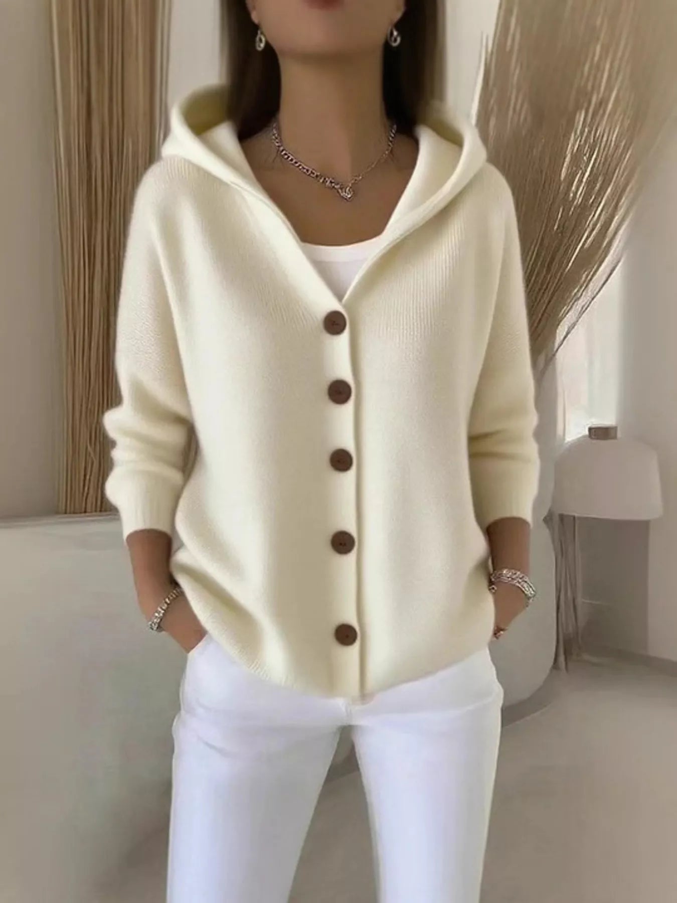 Full Size Hooded Button - Down Knit Cardigan Plus Size - PBNJ FASHIONS