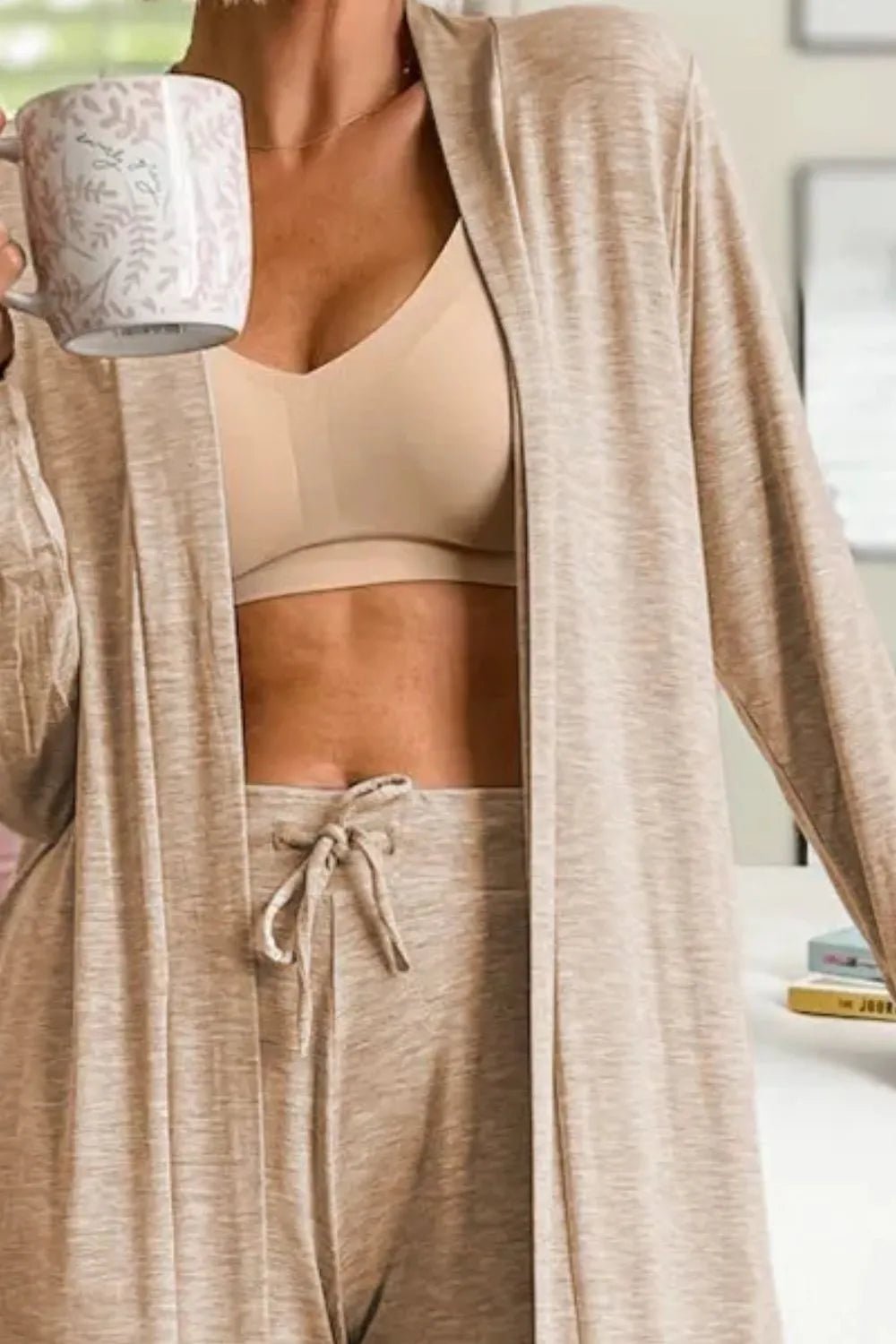 Open Front Long Sleeve Cardigan and Pants Lounge Set - PBNJ FASHIONS