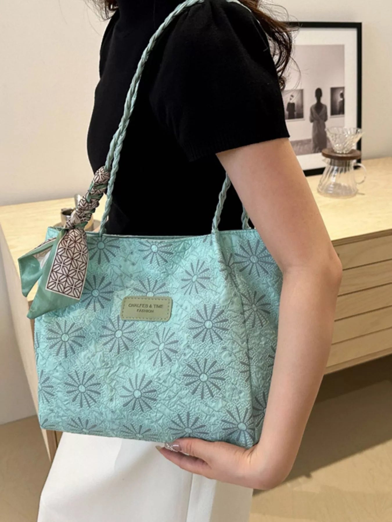 Braided Handle Tote Bag - PBNJ FASHIONS