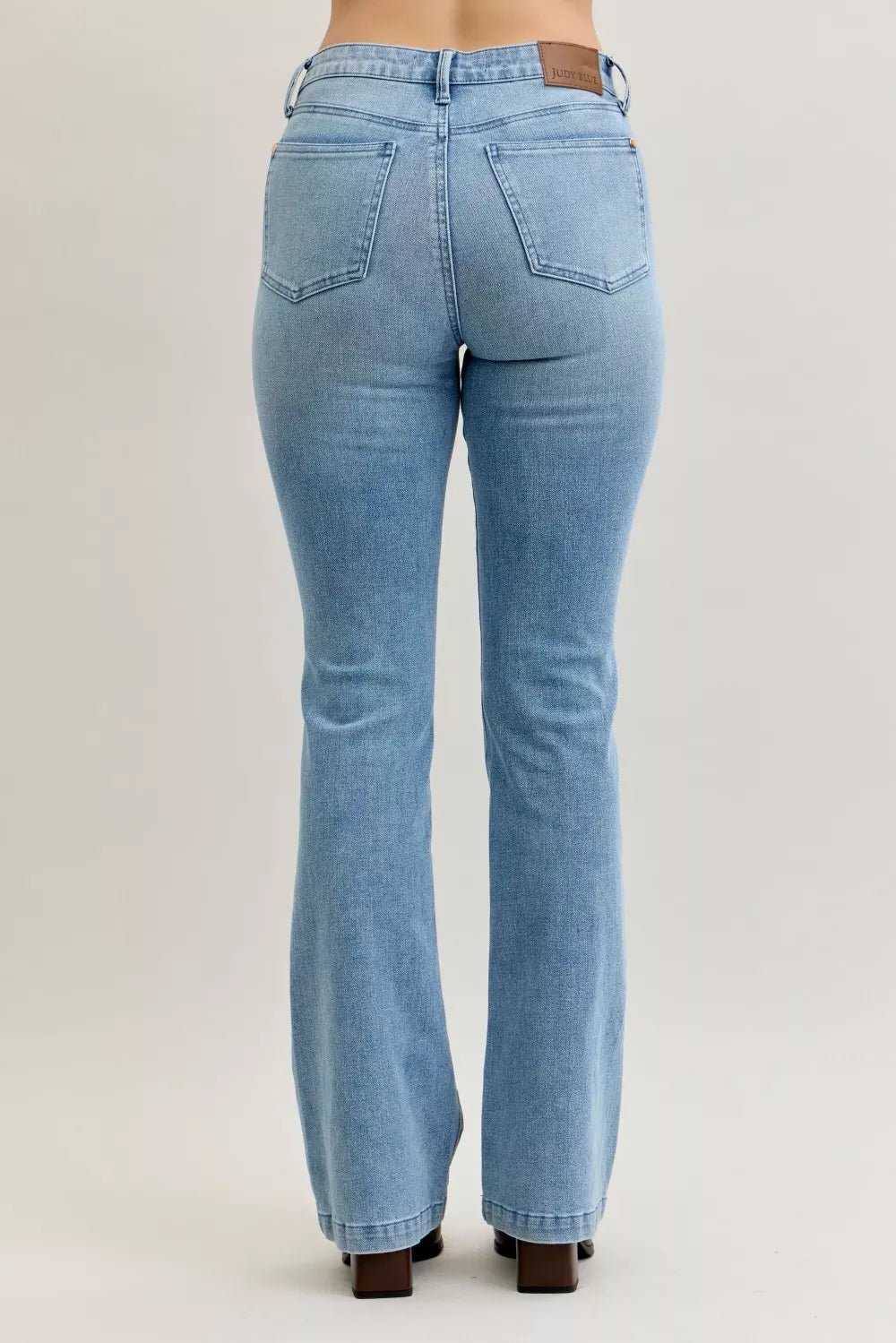 Judy Blue Full Size Mid Rise Bootcut Jeans with Contrast Wash & Front Patch Pockets Plus Size - PBNJ FASHIONS