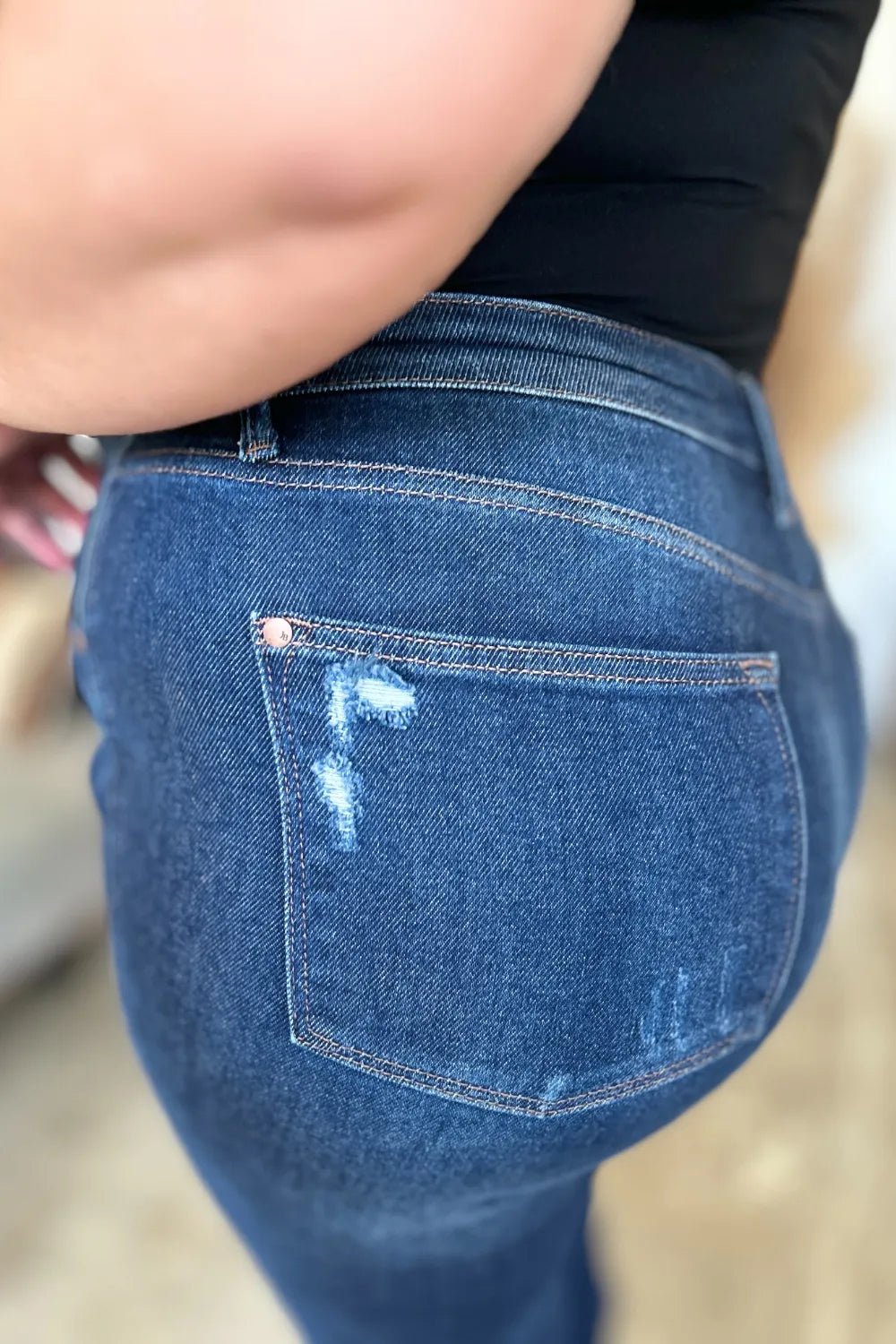 Judy Blue Full Size High Waist Rigid Magic Heavy Destroy Straight Jeans - PBNJ FASHIONS