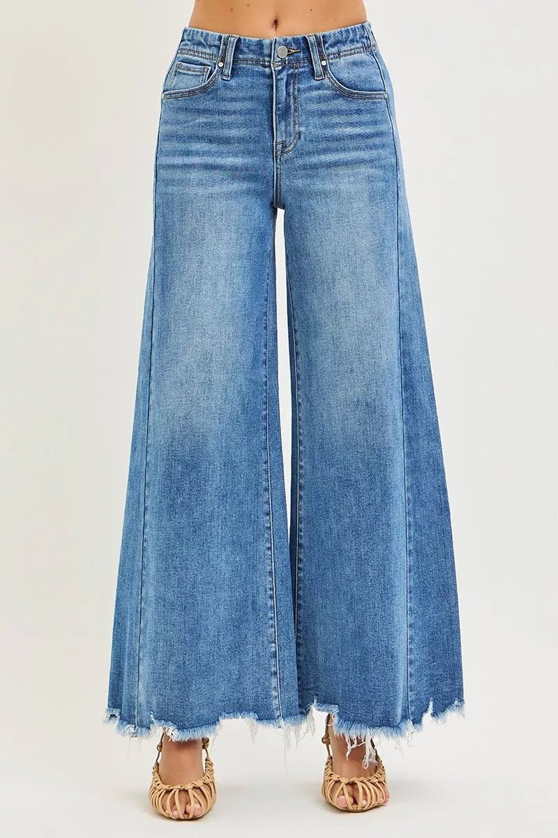 RISEN High Rise Ankle Wide Jeans - PBNJ FASHIONS