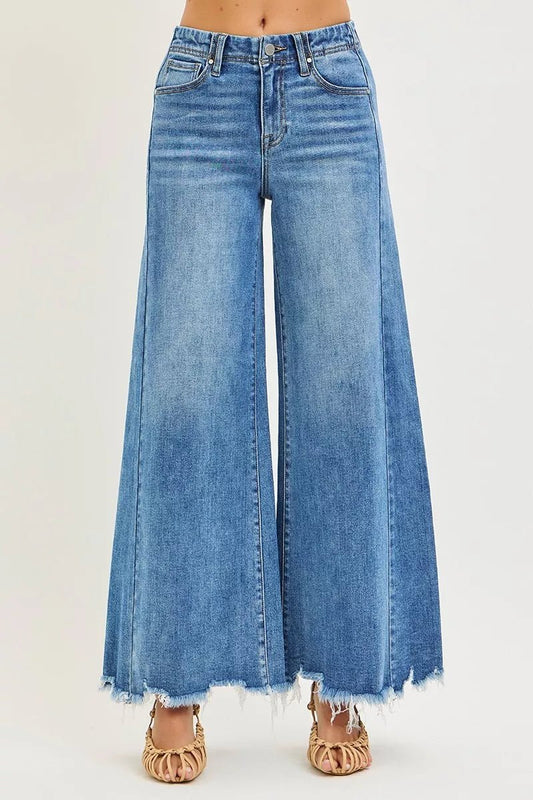 RISEN High Rise Ankle Wide Jeans - PBNJ FASHIONS