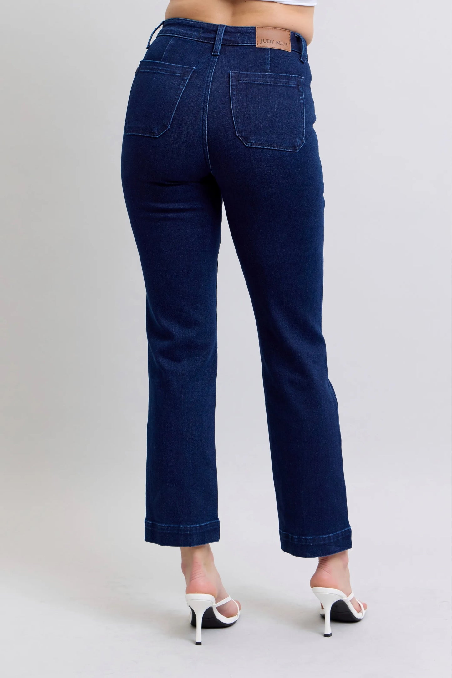 Judy Blue Full Size Hw Work Wear Knee Patch Straight Jeans Plus Size - PBNJ FASHIONS