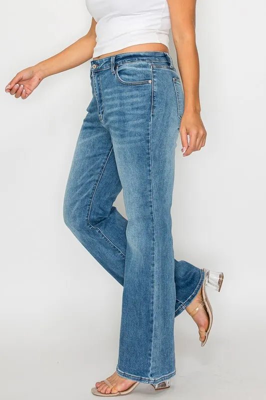 bytos Full Size Cat's Whiskers Mid Rise Bootcut Jeans - PBNJ FASHIONS