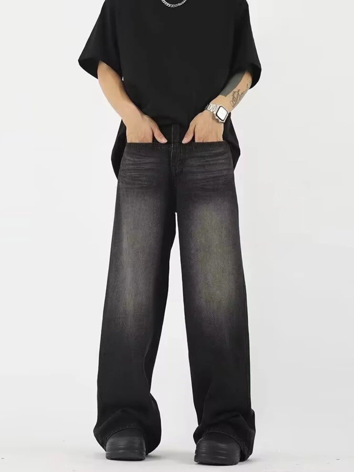 Men's Full Size Wide Leg Gradient Wash Jeans Plus Size - PBNJ FASHIONS