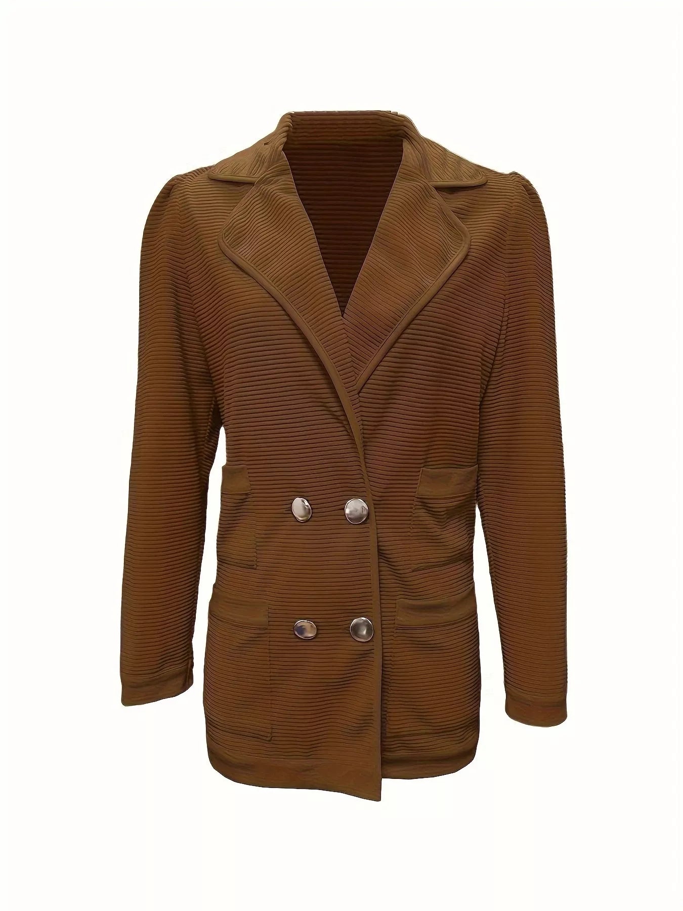 Texture Knit Double - Breasted Blazer - PBNJ FASHIONS