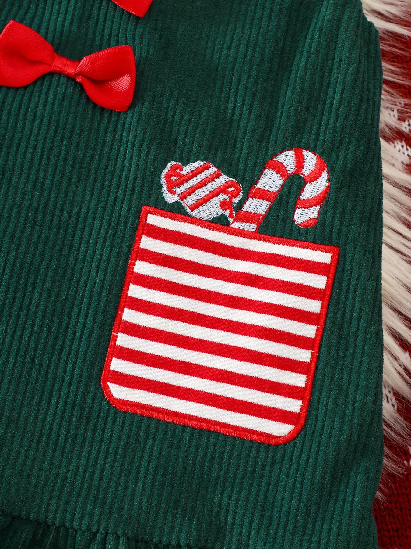 Children's Christmas Striped Bodysuit and Dress Set with Headband - PBNJ FASHIONS