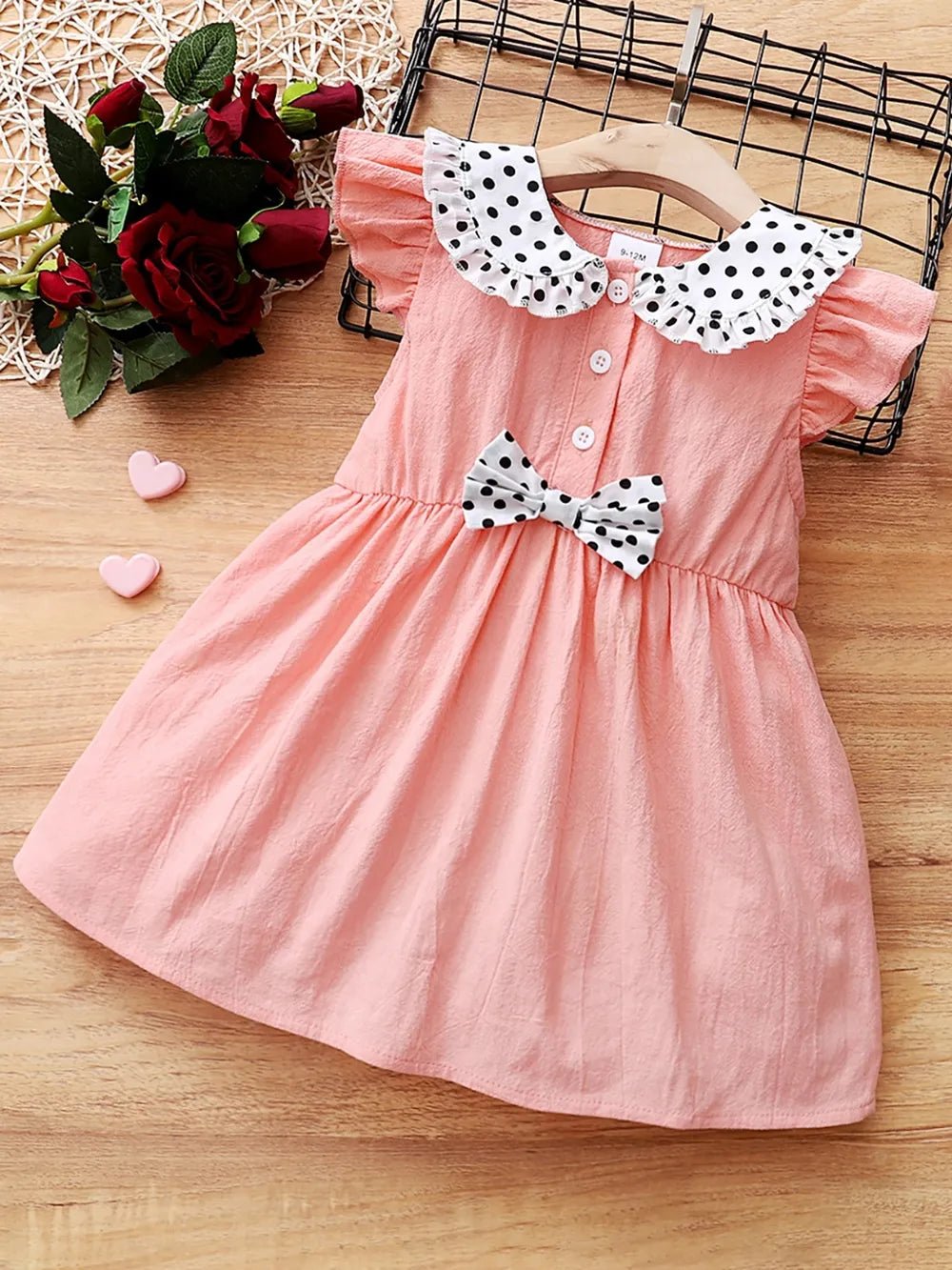 Children's Bow Peter Pan Collar Ruffle Sleeve Dress - PBNJ FASHIONS
