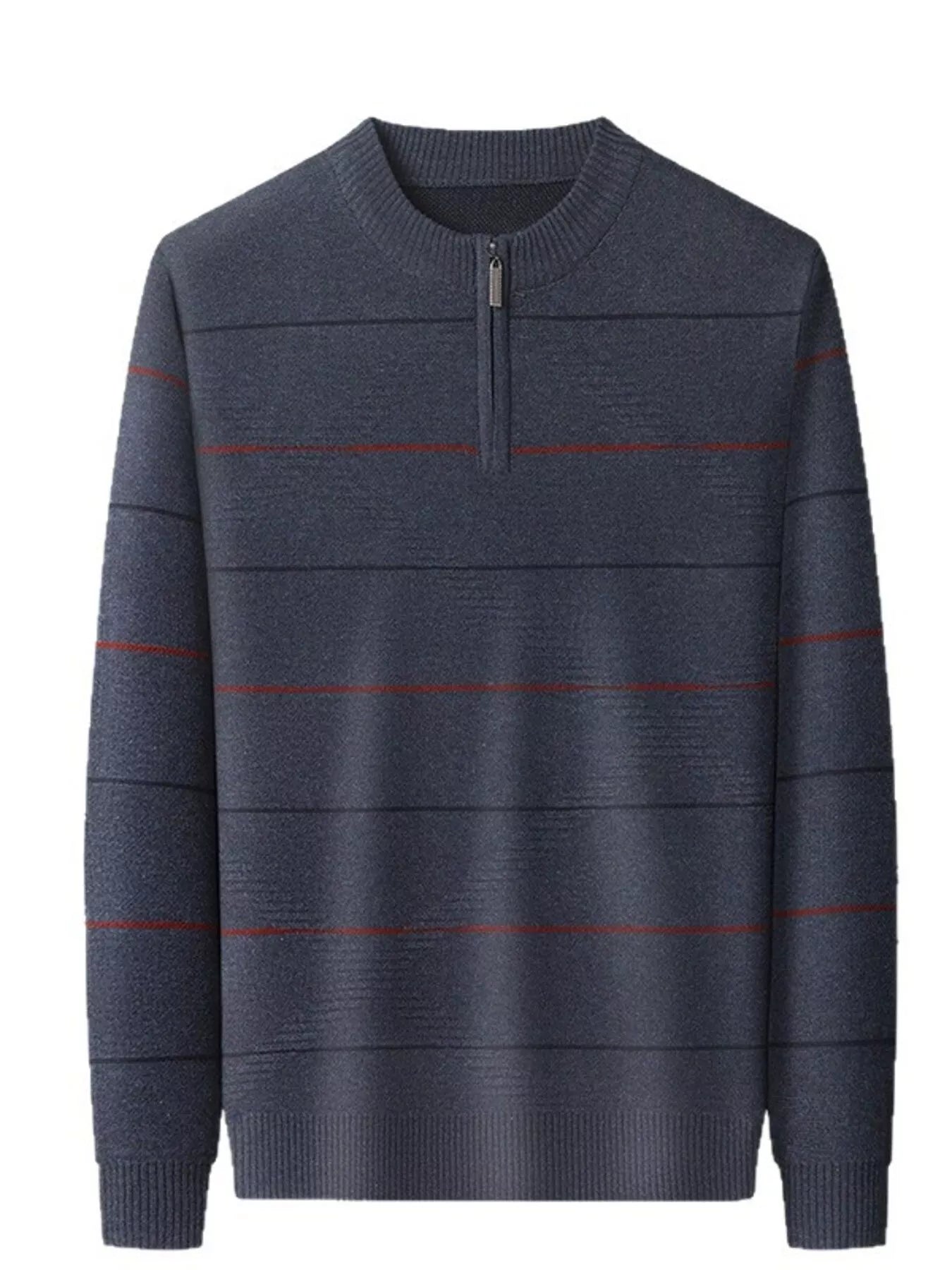 Men's Plus Size Striped Quarter Zip Knit Pullover - PBNJ FASHIONS