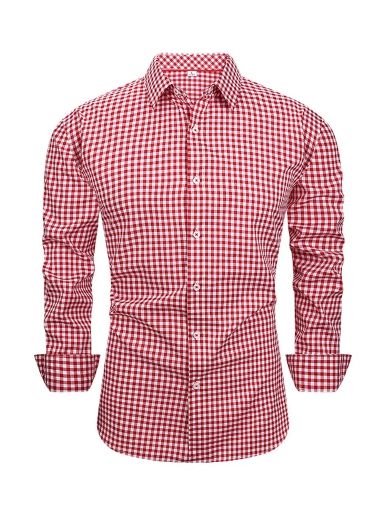 Men's Full Size Classic Fit Long Sleeve Gingham Shirt Plus Size - PBNJ FASHIONS