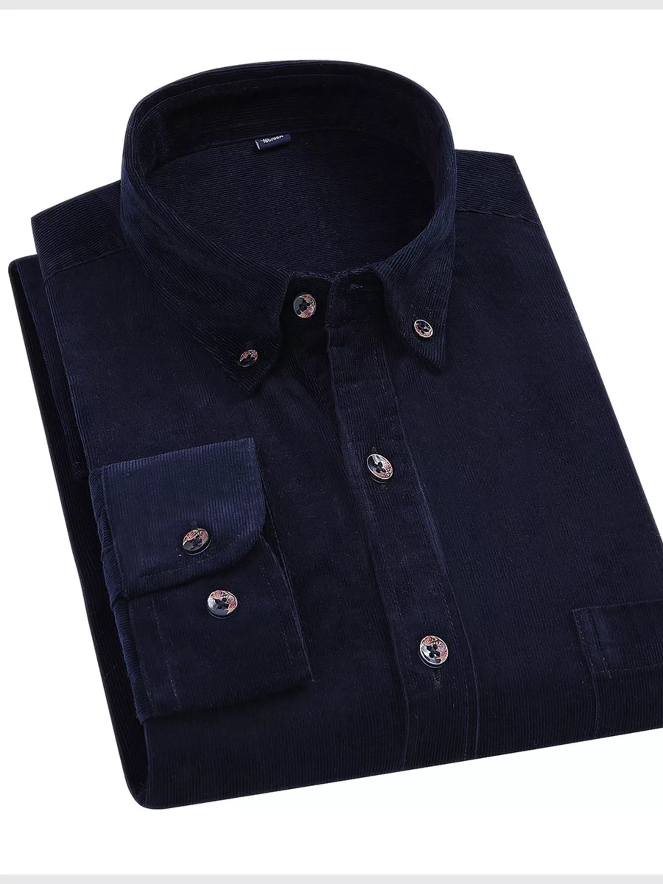Men's Full Size Corduroy Long Sleeve Button - Down Shirt Plus Size - PBNJ FASHIONS