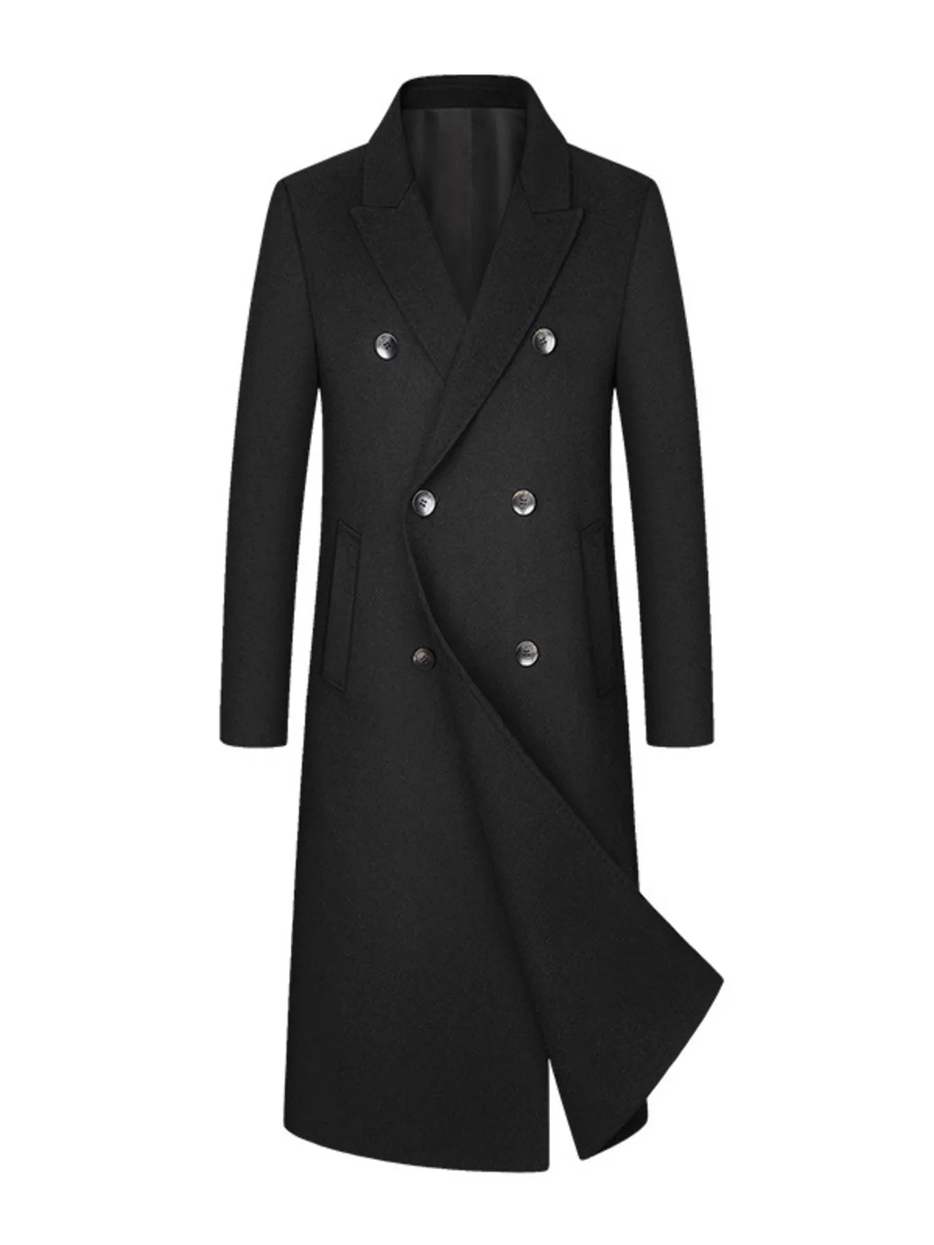 Men's Plus Size Double - Breasted Longline Coat - PBNJ FASHIONS