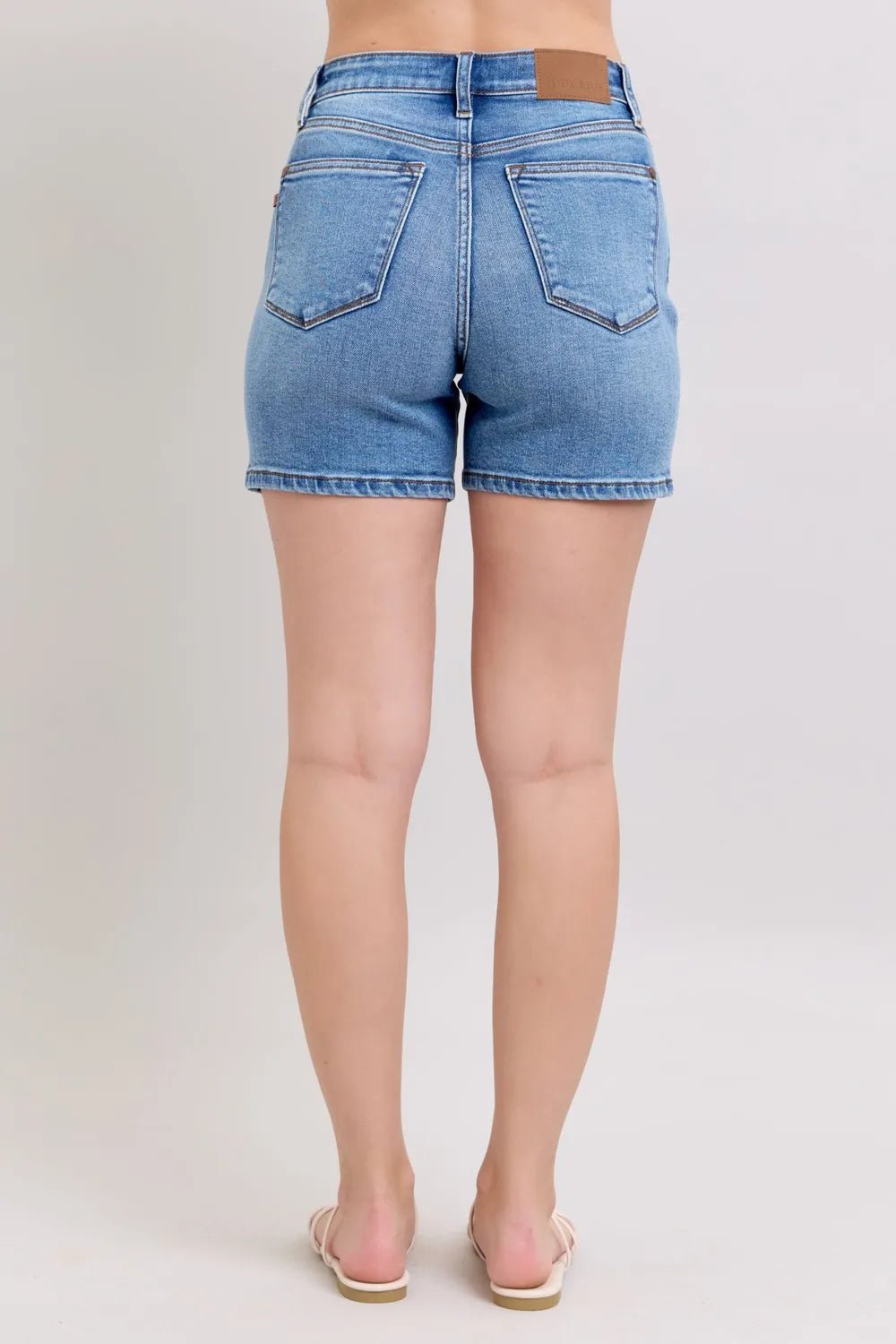 Judy Blue Full Size 2 Button Denim Shorts with Pockets Plus Size - PBNJ FASHIONS