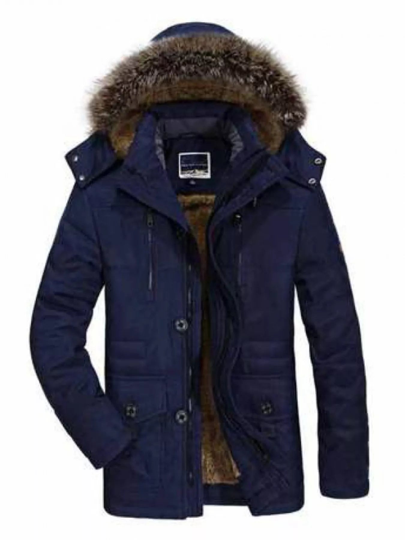 Men's Plus Size Fuzzy Hooded Zip Up Parka Coat - PBNJ FASHIONS