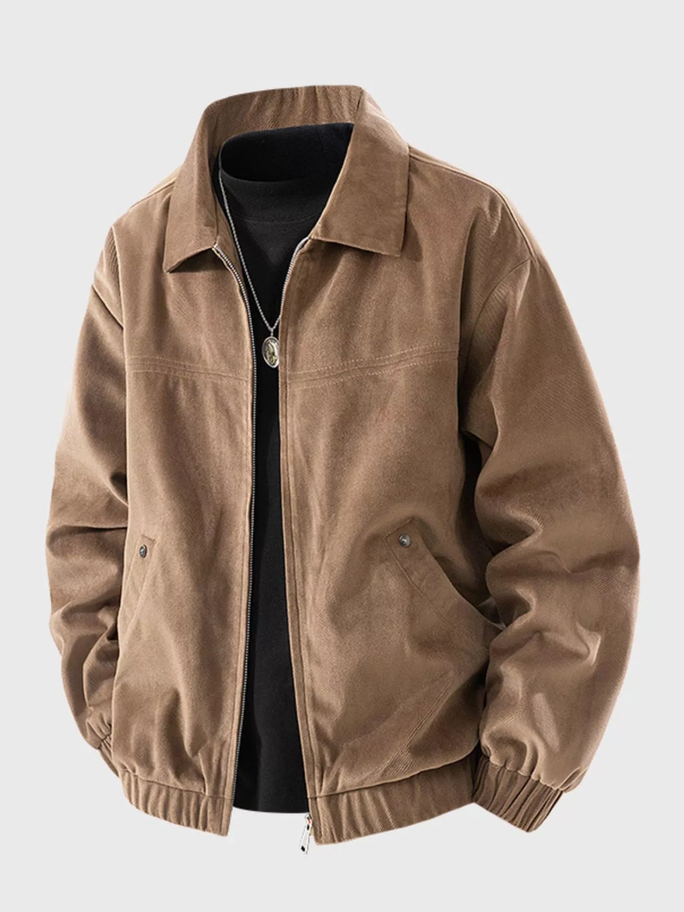 Men's Plus Size Casual Solid Color Zip - Up Jacket - PBNJ FASHIONS