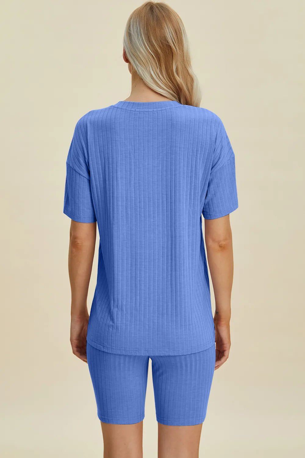 Basic Bae Full Size Ribbed V - Neck Short Sleeve Top and Shorts Set - PBNJ FASHIONS