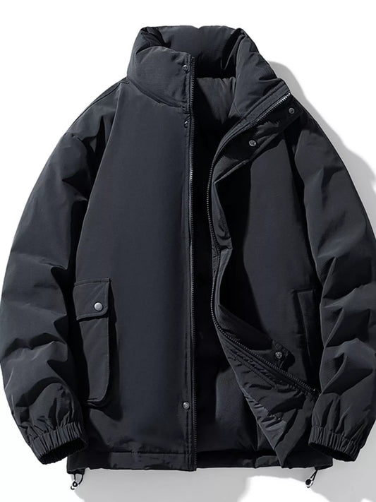 Men's Plus Size Warm Padded Stand Collar Winter Coat - PBNJ FASHIONS