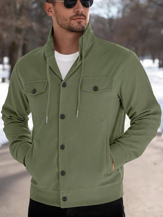 Men's Full Size Casual Corduroy Button - Down Jacket Plus Size - PBNJ FASHIONS