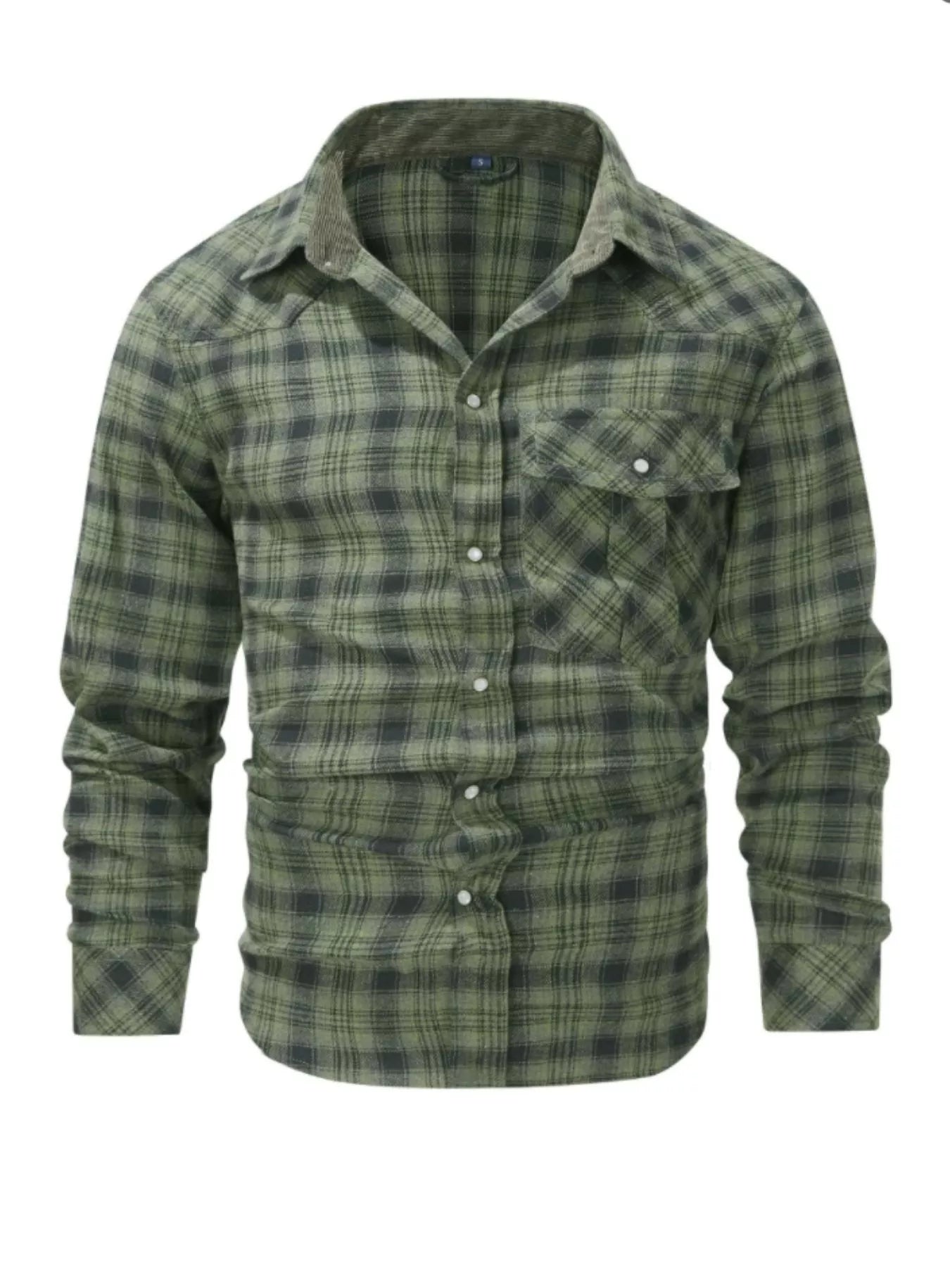 Men's Vintage Plaid Button Up Shirt - PBNJ FASHIONS