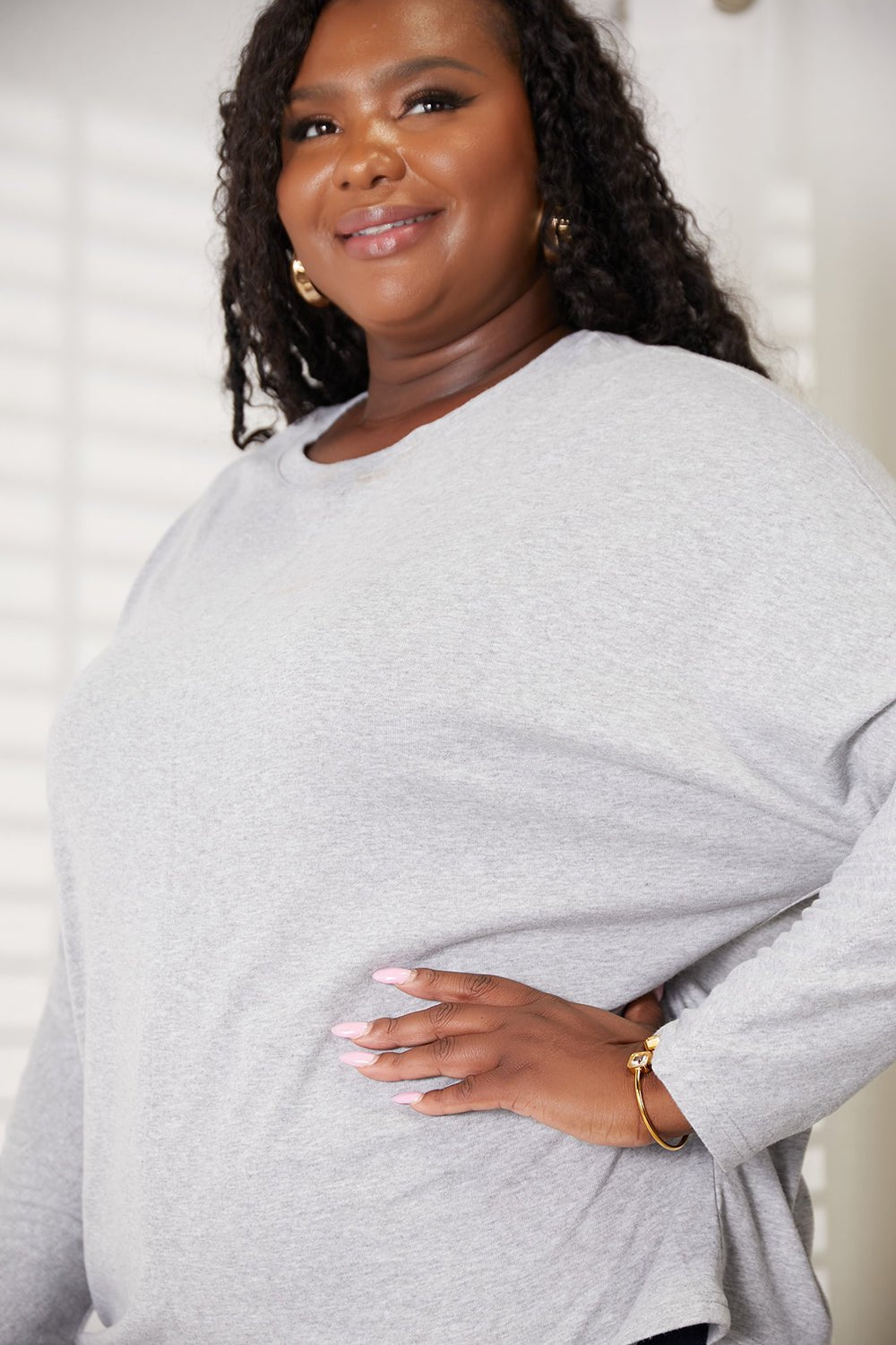 Double Take Seam Detail Round Neck Long Sleeve Top - PBNJ FASHIONS