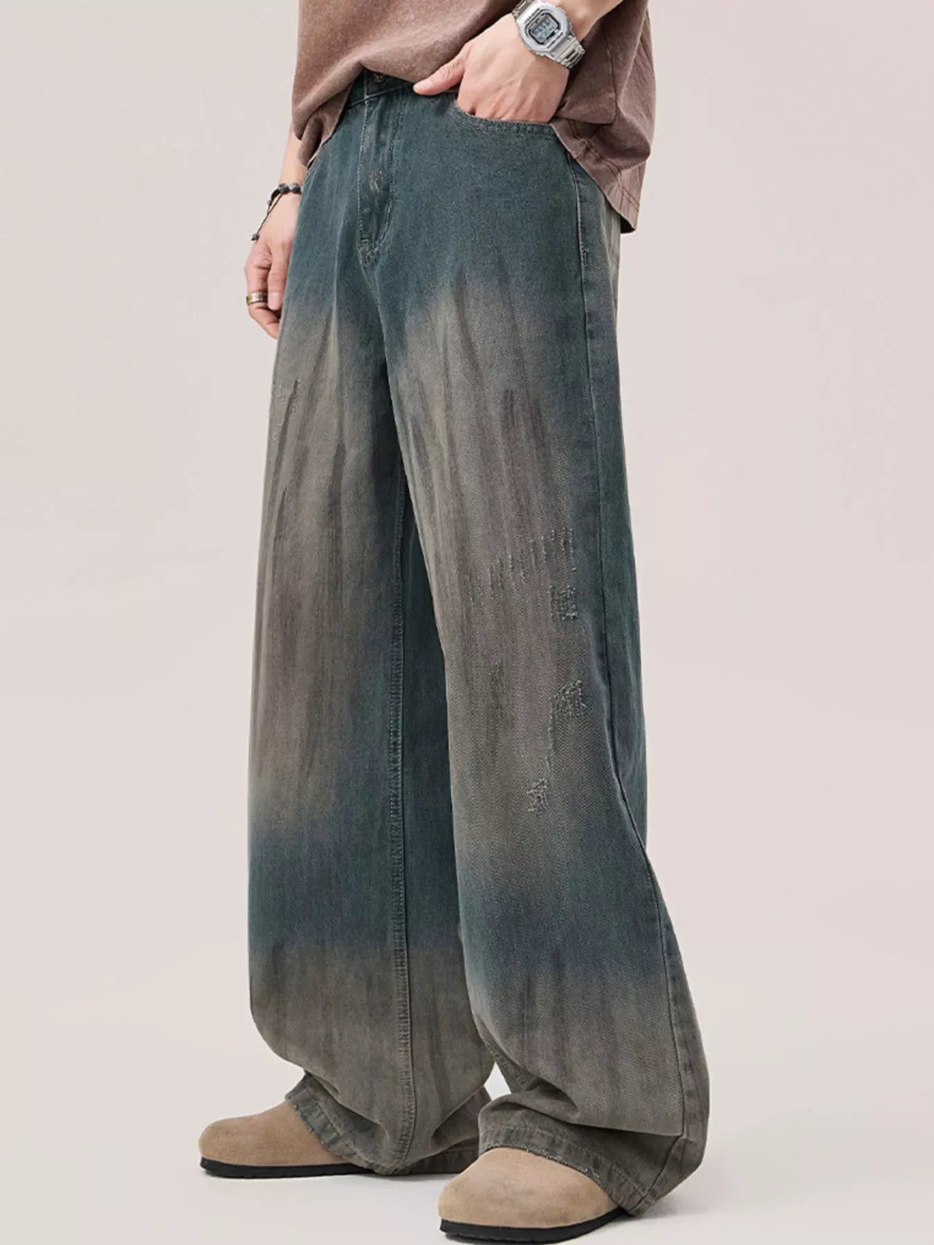 Men's Gradient Wash Wide Leg Jeans - PBNJ FASHIONS