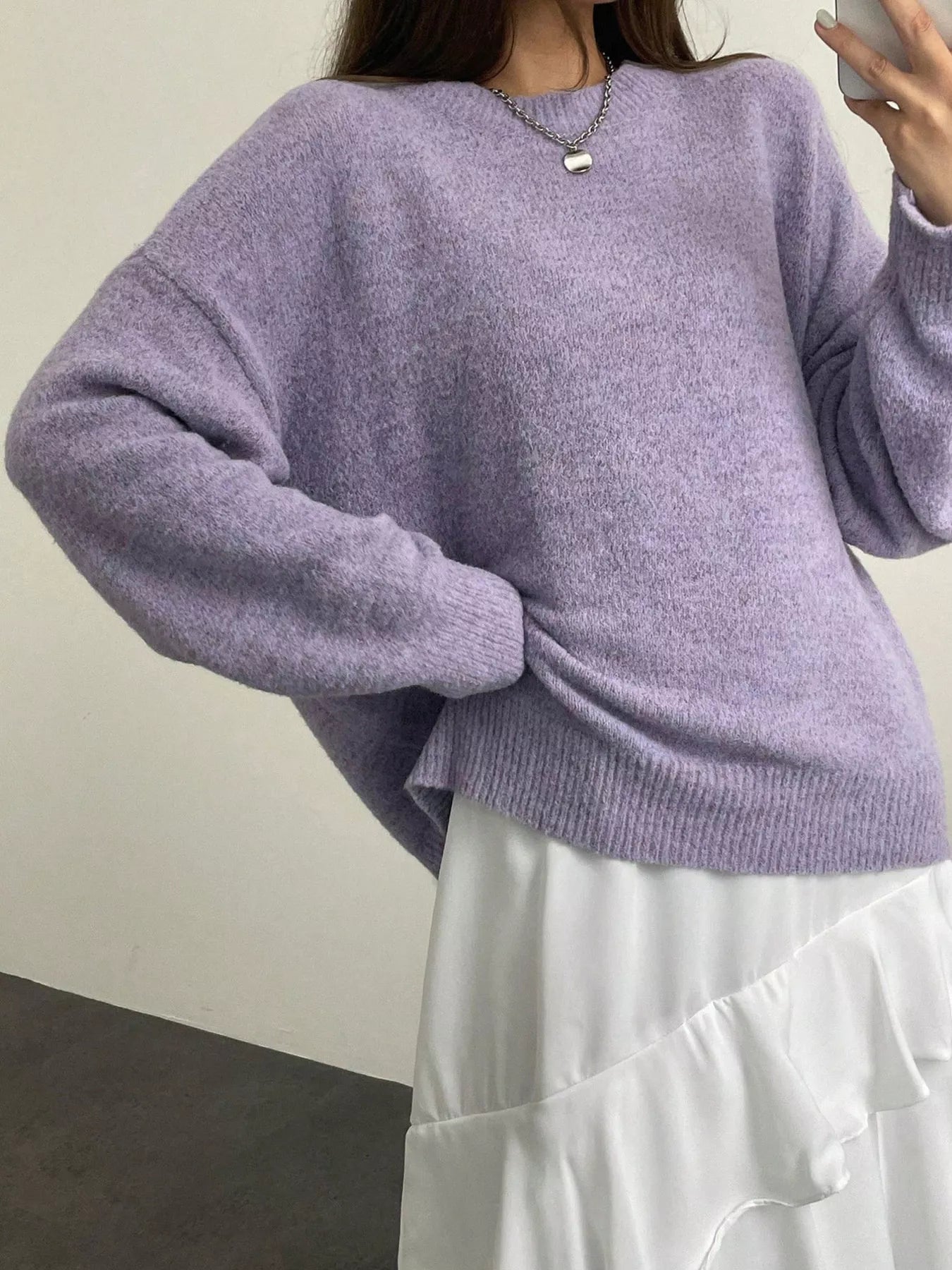 Full Size Cozy Knit Round Neck Oversized Sweater Plus Size - PBNJ FASHIONS