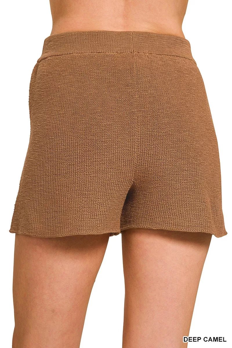 Zenana Round Neck Knit Top and Shorts Sweater Set - PBNJ FASHIONS