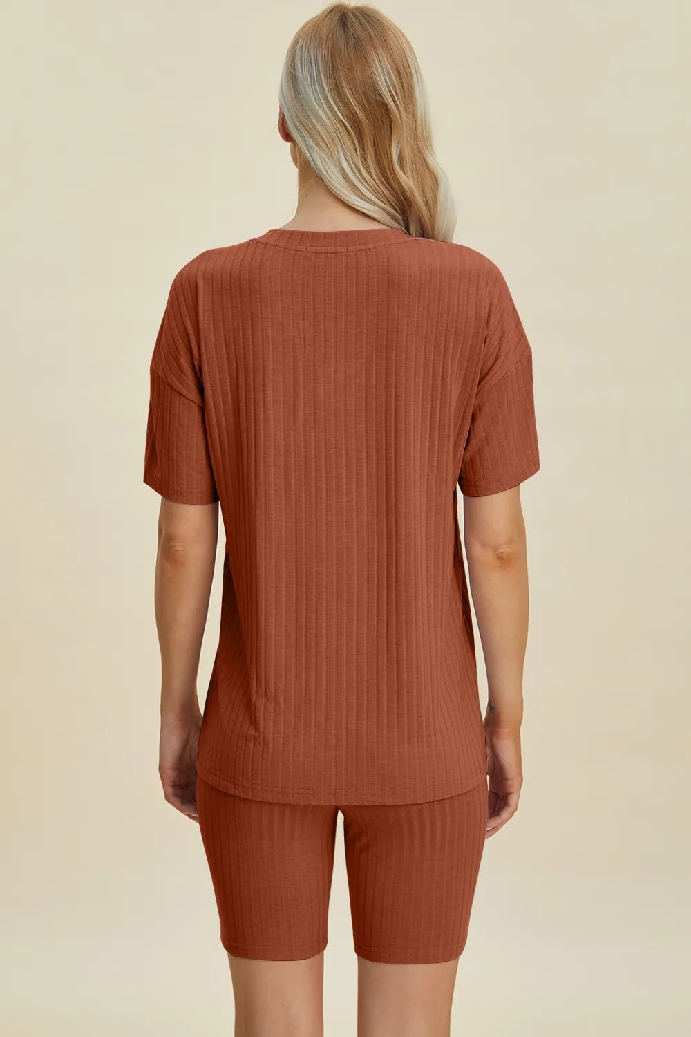 Basic Bae Full Size Ribbed V - Neck Short Sleeve Top and Shorts Set - PBNJ FASHIONS