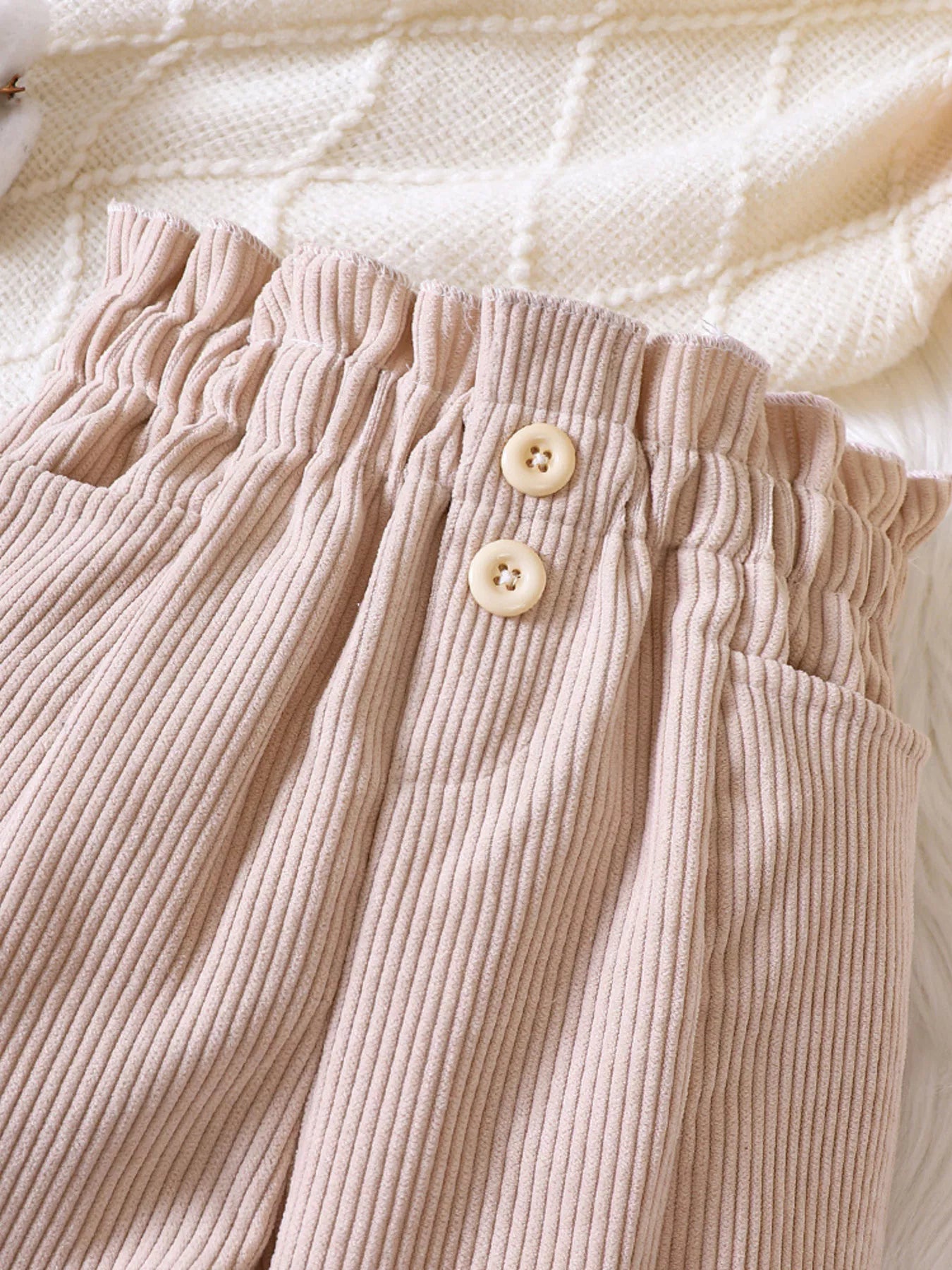 Children's Ruffled Hem Corduroy Pants - PBNJ FASHIONS