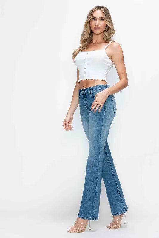 bytos Full Size Cat's Whiskers Mid Rise Bootcut Jeans - PBNJ FASHIONS
