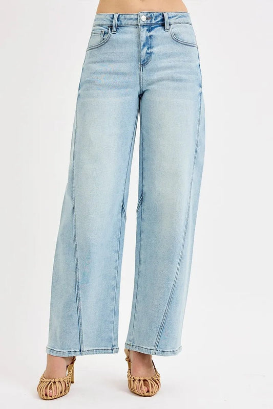 RISEN Full Size Mid Rise Fit Barrel Jeans Plus Size - PBNJ FASHIONS