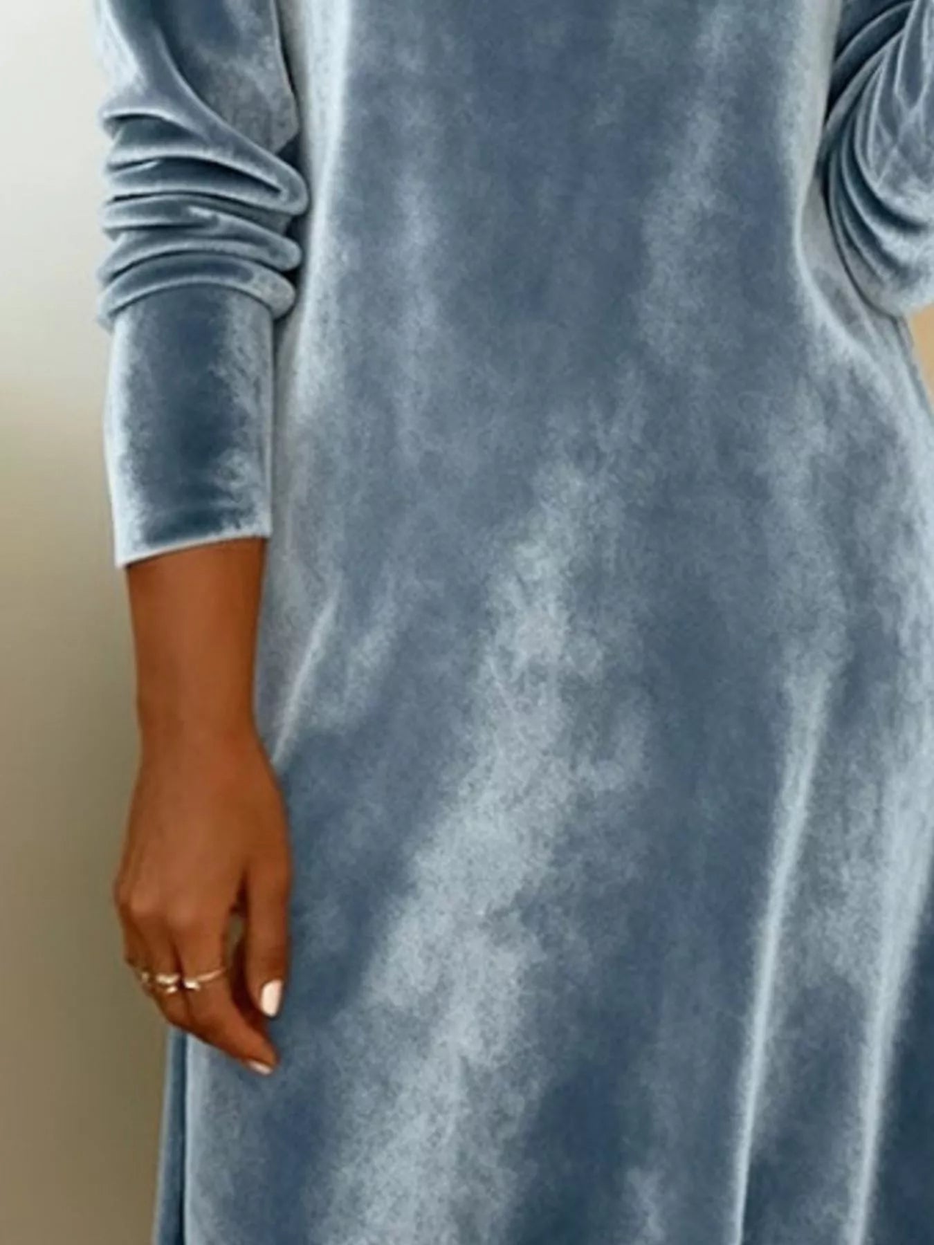 Velvet Cowl Neck Long Sleeve Mini Dress - PBNJ FASHIONS