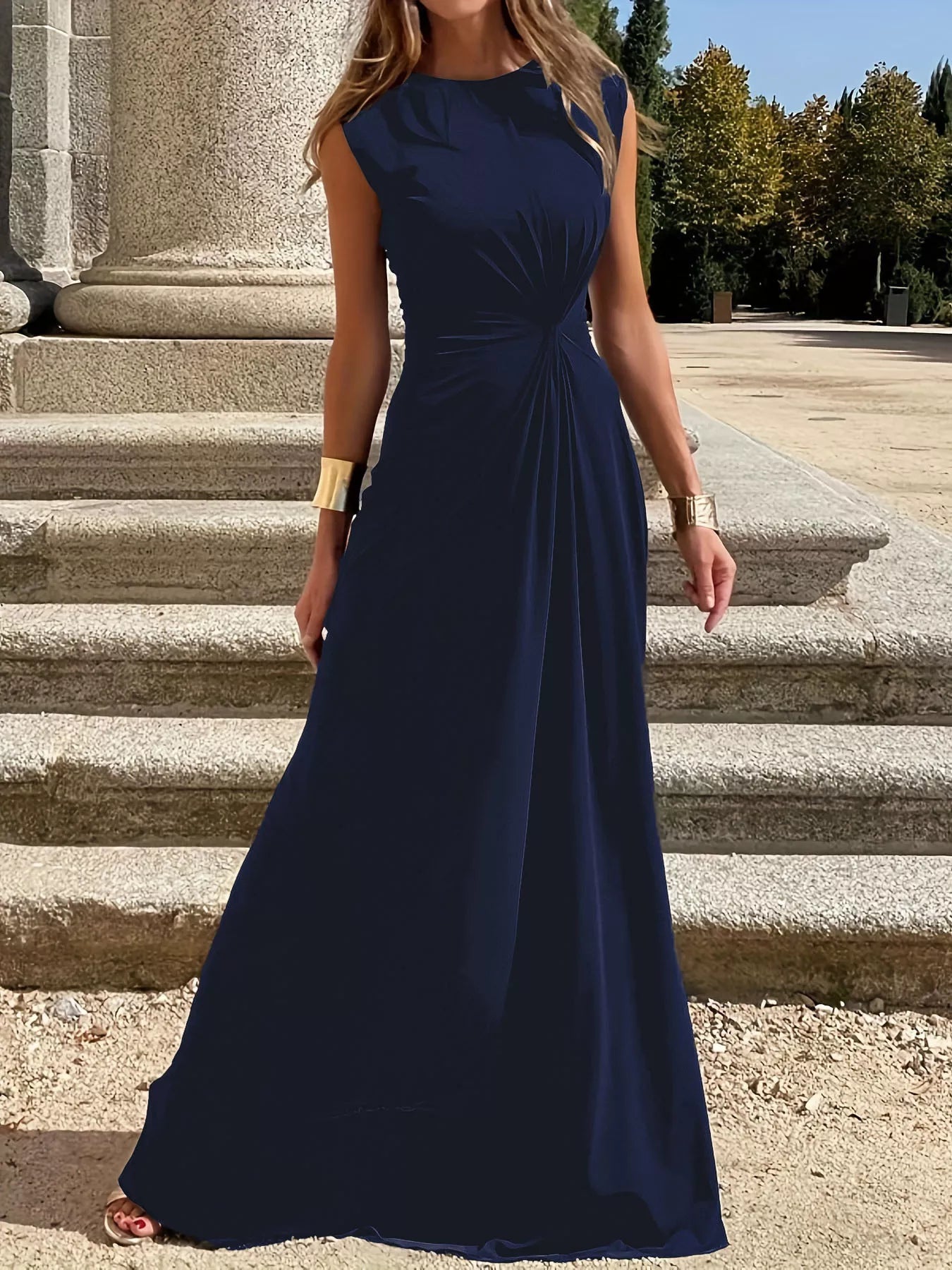 Twisted Round Neck Sleeveless Maxi Dress - PBNJ FASHIONS