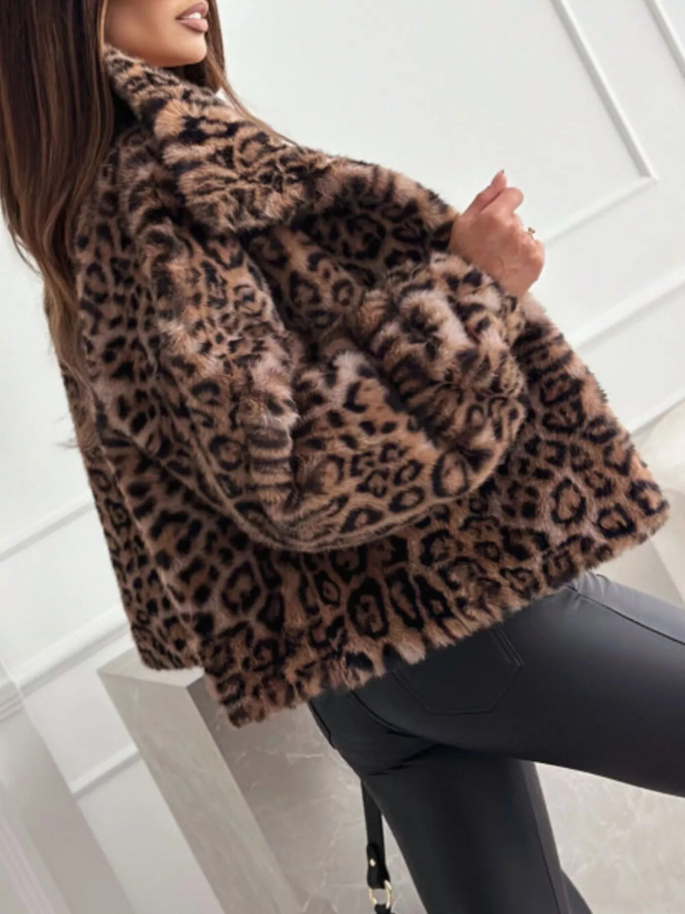 Leopard Faux Fur Cropped Jacket - PBNJ FASHIONS